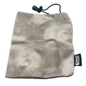 grey suede scrunchy bag silky material on the inside. black tag on side READ